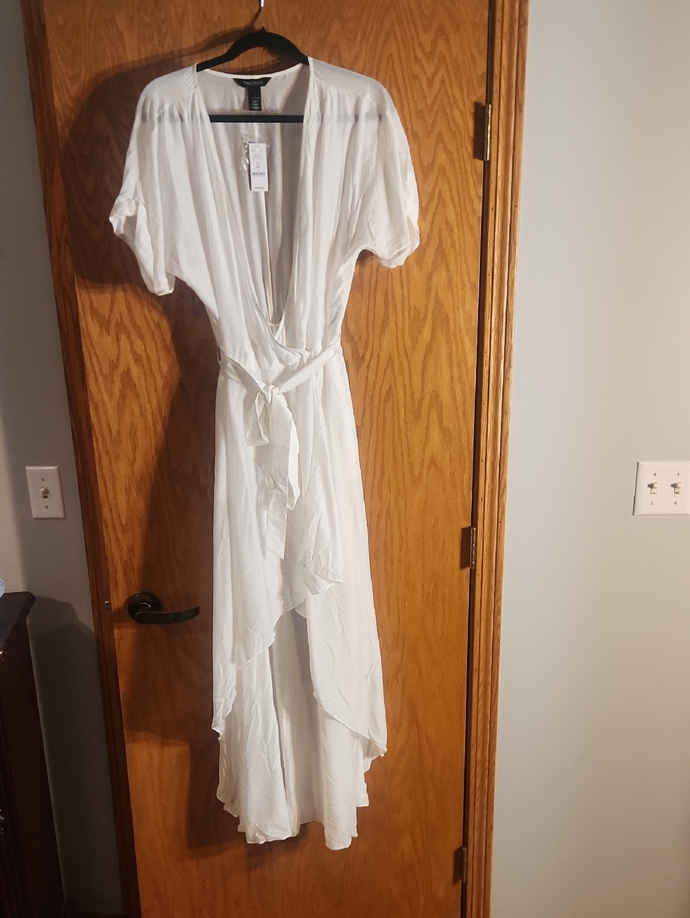 NWT White Wrap Grecian Layering Top with Tie Waist, Size L WHBM